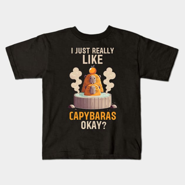 Kawaii Capybara Meme Kids T-Shirt by poppoplover